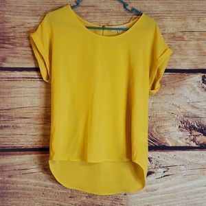 EUC Olive + Oak Yellow Shirt High Low